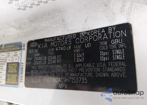 2017 Kia Sportage Lx z USA, uszkodzony, nr VIN KNDPMCAC9H7153735